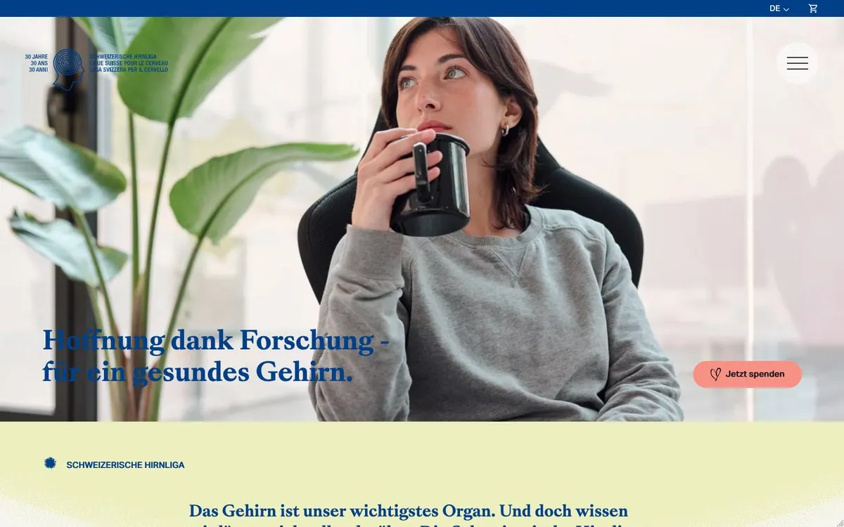 Screenshot der Website hirnliga.ch