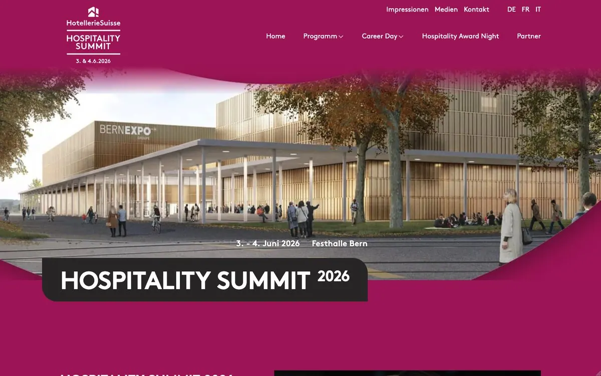 Screenshot der Website hospitality-summit.ch
