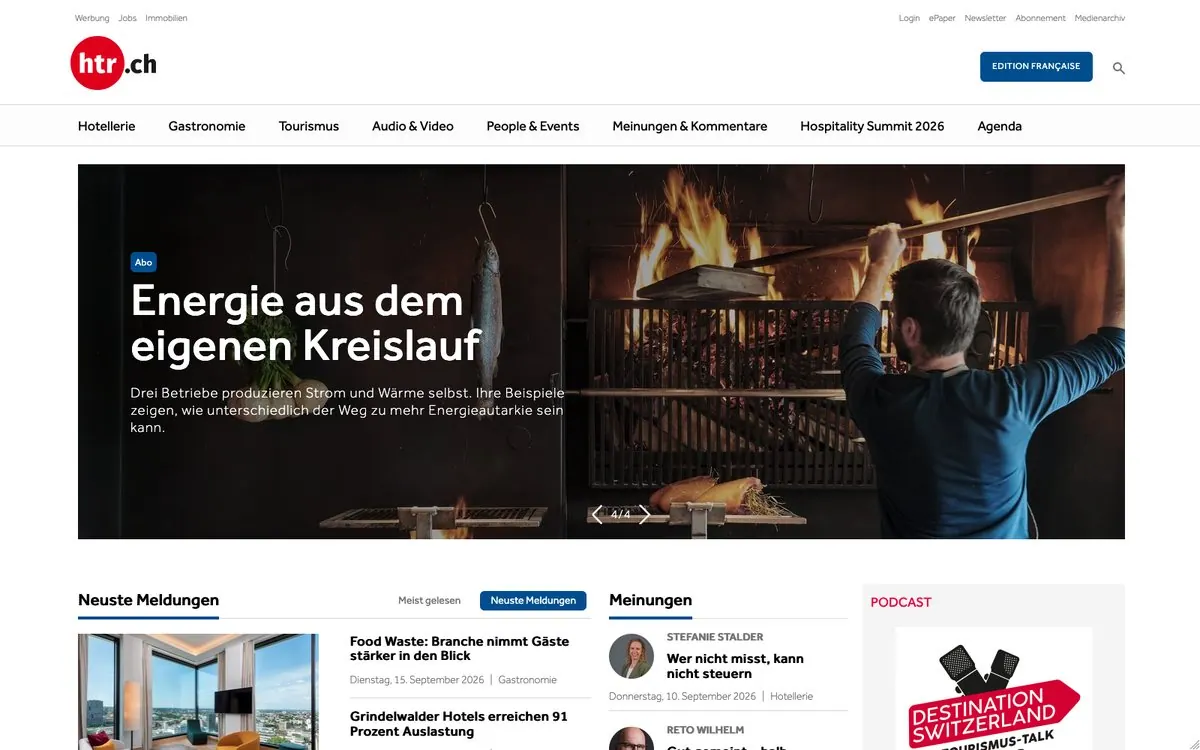 Screenshot der Website htr.ch