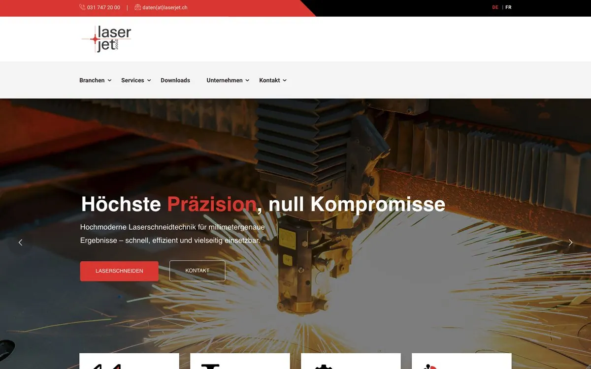 Screenshot der Website laserjet.ch