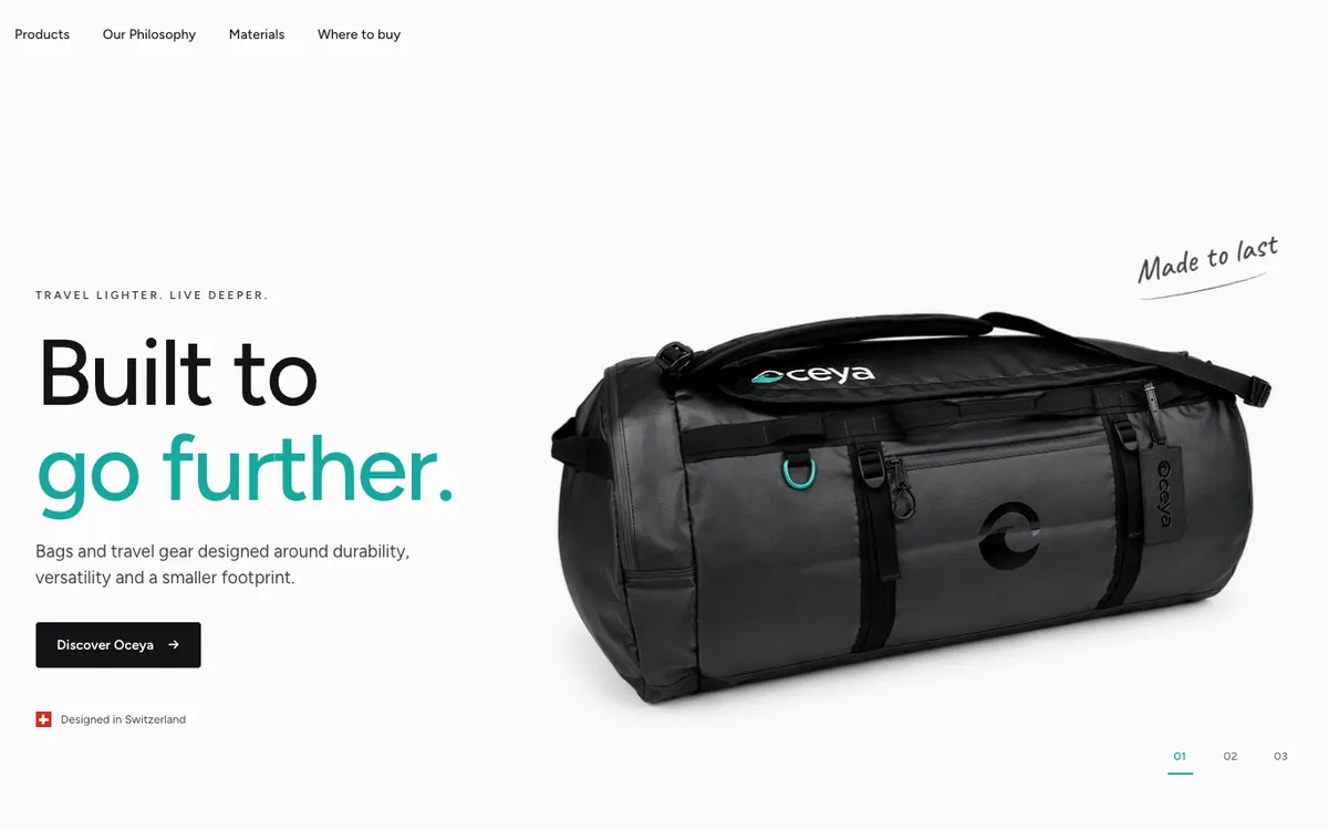 Screenshot der Website oceya.ch
