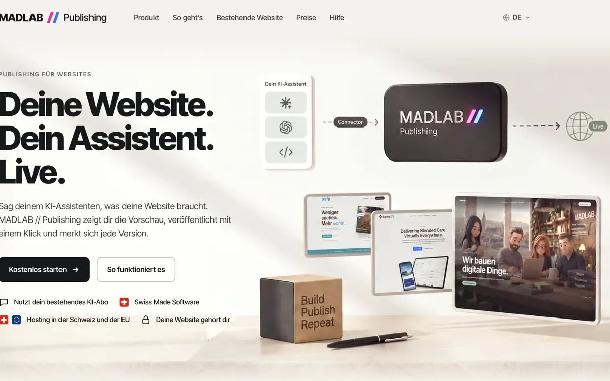 Screenshot der Website madpublishing.ch