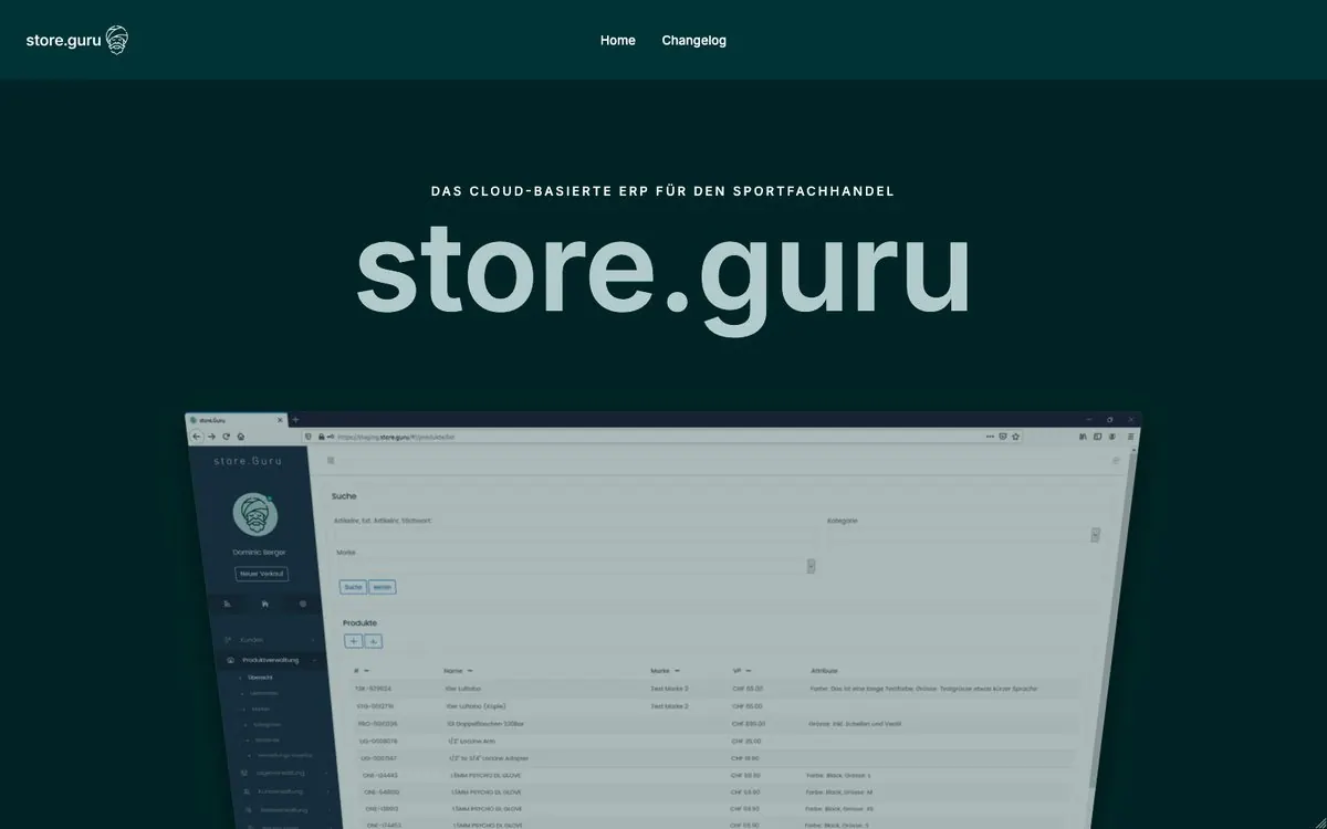 Screenshot der Website store.guru