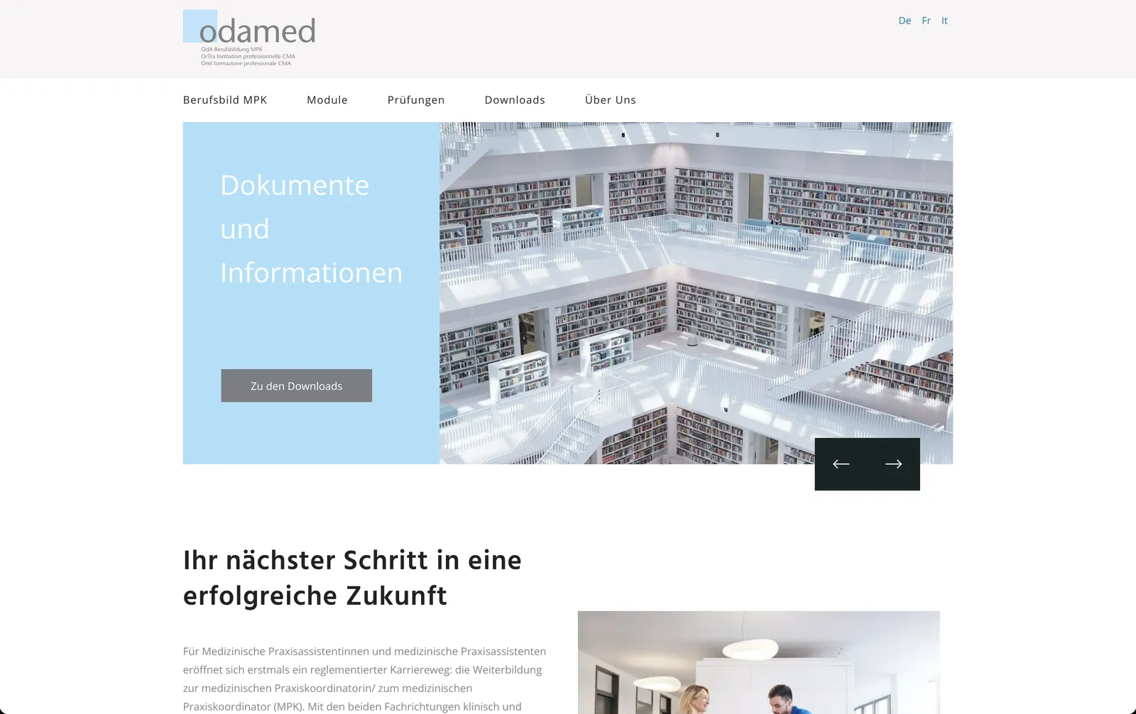 odamed: Startseite und Einstieg für Kandidat:innen