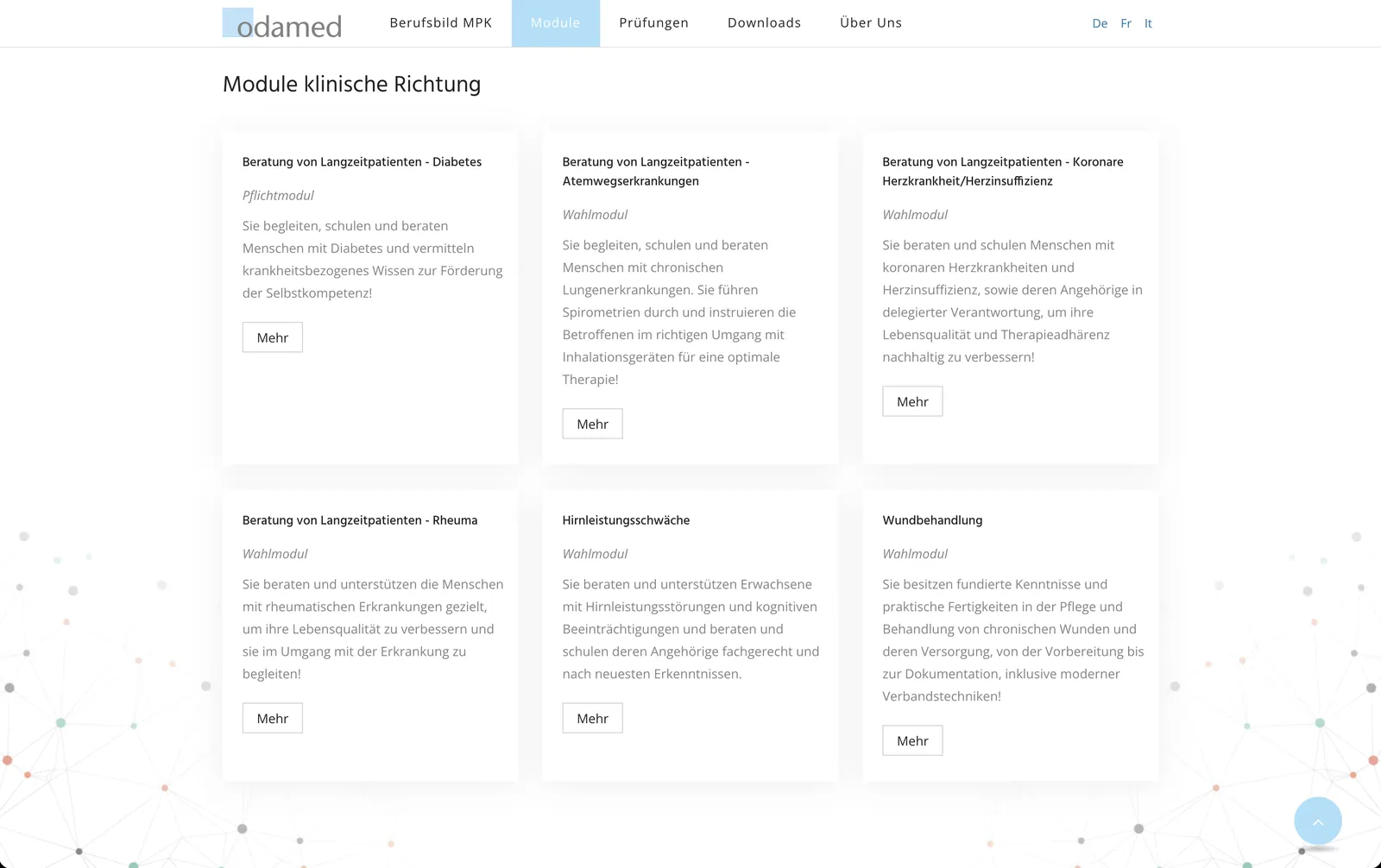 odamed: Modulübersicht und Dokumentenbereich